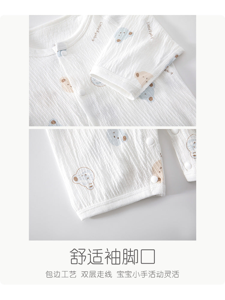 Newborn Baby Jumpsuit Summer Thin Khai Climbing Clothes Baby Ultra-thin Summer Long Sleeve Summer Air Conditioning Clothes Pajamas