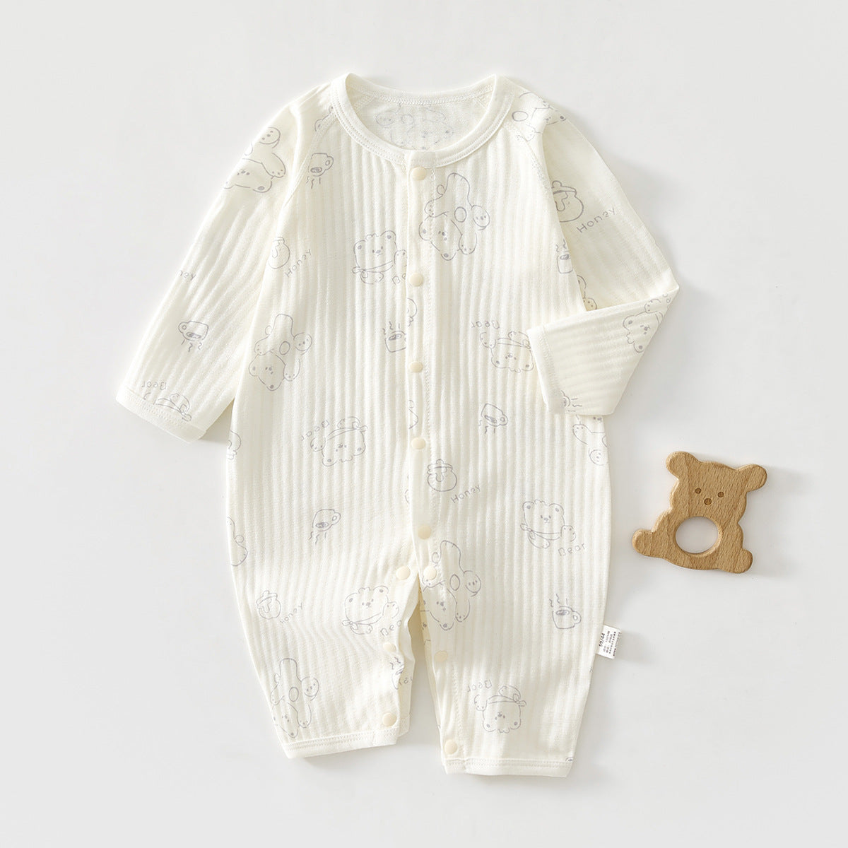Newborn Baby Summer Thin Pure Cotton Jumpsuit For Boys And Girls Baby's Hatshirt Climbing Wear Breathable Mesh Long Sleeve Air-conditioning Suit