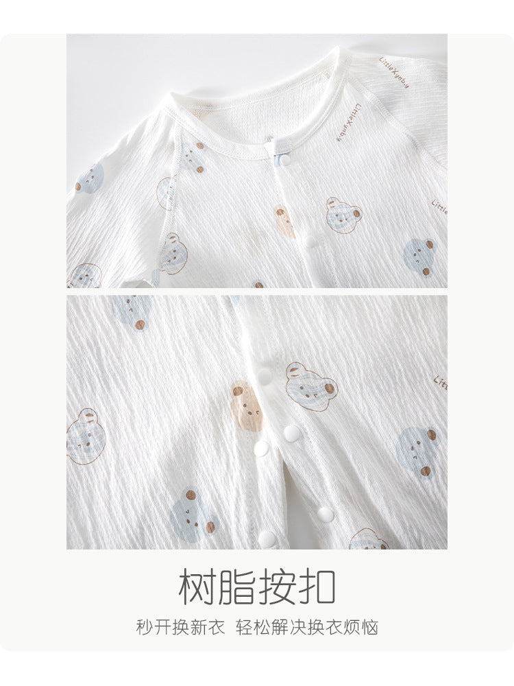 Newborn Baby Jumpsuit Summer Thin Khai Climbing Clothes Baby Ultra-thin Summer Long Sleeve Summer Air Conditioning Clothes Pajamas