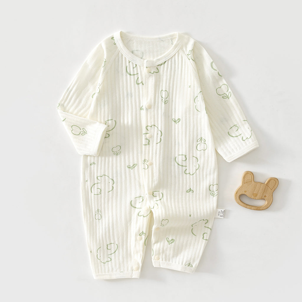 Newborn Baby Summer Thin Pure Cotton Jumpsuit For Boys And Girls Baby's Hatshirt Climbing Wear Breathable Mesh Long Sleeve Air-conditioning Suit