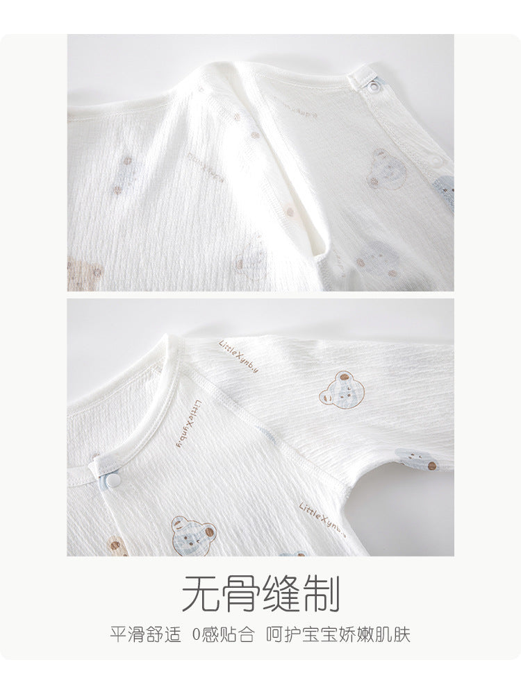 Newborn Baby Jumpsuit Summer Thin Khai Climbing Clothes Baby Ultra-thin Summer Long Sleeve Summer Air Conditioning Clothes Pajamas