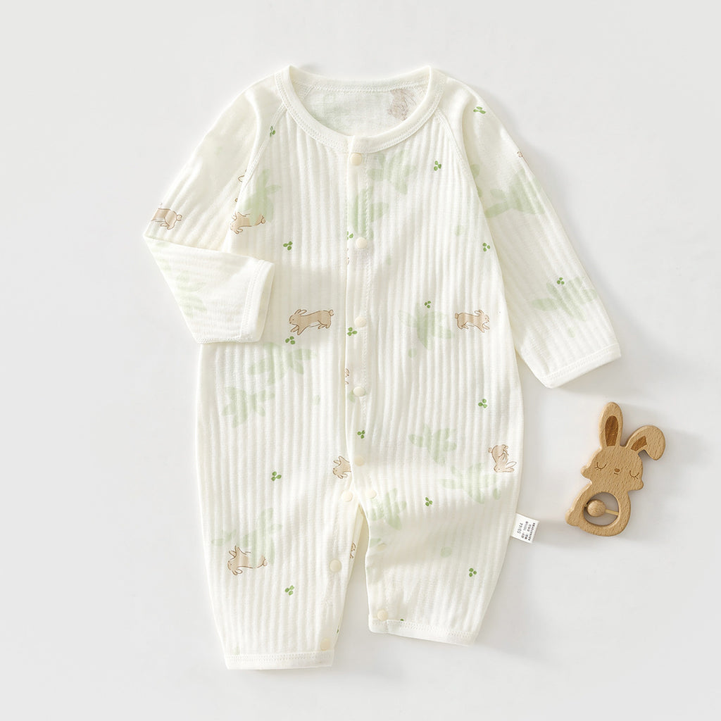 Newborn Baby Summer Thin Pure Cotton Jumpsuit For Boys And Girls Baby's Hatshirt Climbing Wear Breathable Mesh Long Sleeve Air-conditioning Suit