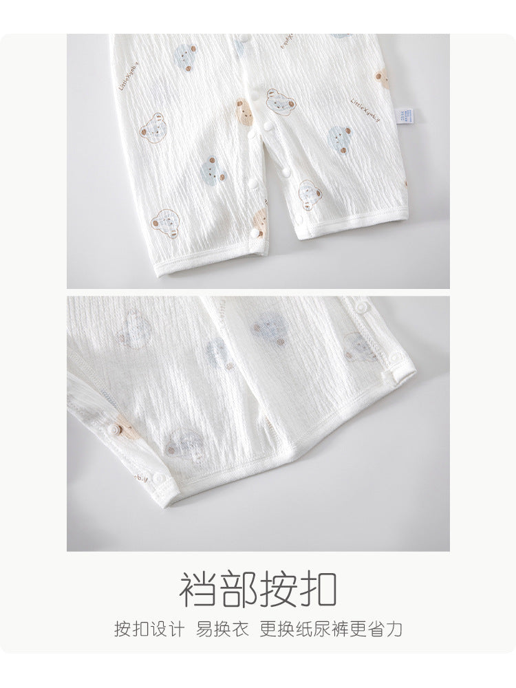 Newborn Baby Jumpsuit Summer Thin Khai Climbing Clothes Baby Ultra-thin Summer Long Sleeve Summer Air Conditioning Clothes Pajamas