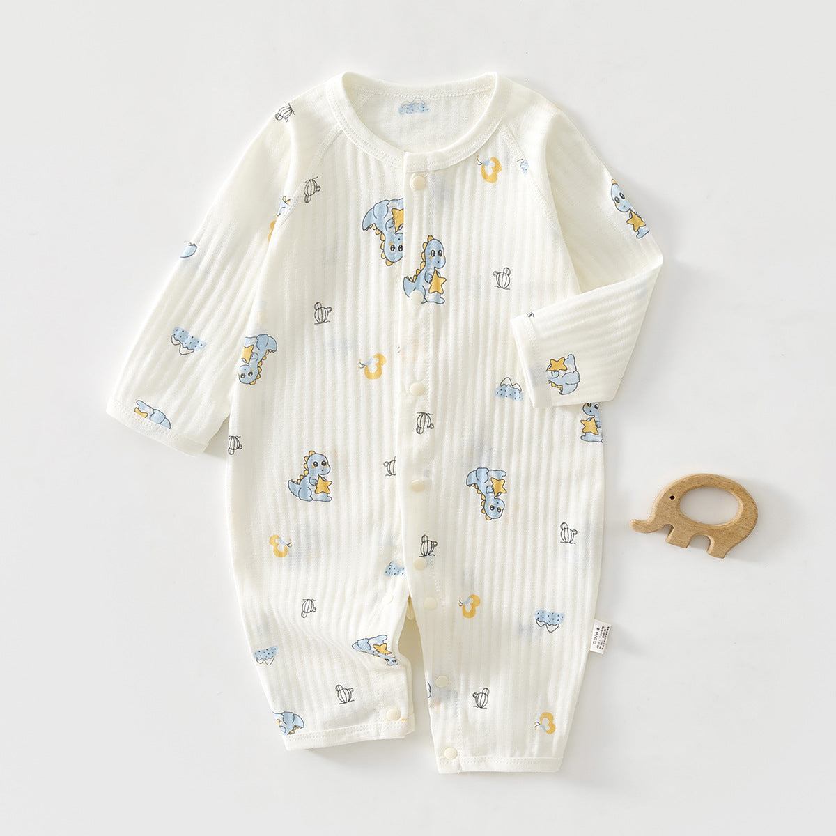 Newborn Baby Summer Thin Pure Cotton Jumpsuit For Boys And Girls Baby's Hatshirt Climbing Wear Breathable Mesh Long Sleeve Air-conditioning Suit