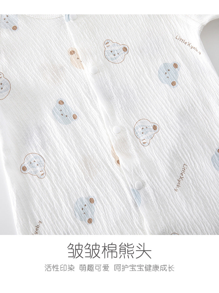Newborn Baby Jumpsuit Summer Thin Khai Climbing Clothes Baby Ultra-thin Summer Long Sleeve Summer Air Conditioning Clothes Pajamas