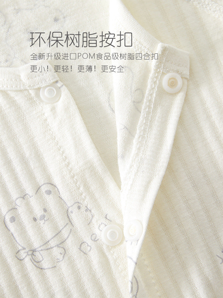 Newborn Baby Summer Thin Pure Cotton Jumpsuit For Boys And Girls Baby's Hatshirt Climbing Wear Breathable Mesh Long Sleeve Air-conditioning Suit