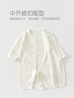 Newborn Baby Summer Thin Pure Cotton Jumpsuit For Boys And Girls Baby's Hatshirt Climbing Wear Breathable Mesh Long Sleeve Air-conditioning Suit