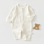 Newborn Baby Summer Thin Pure Cotton Jumpsuit For Boys And Girls Baby's Hatshirt Climbing Wear Breathable Mesh Long Sleeve Air-conditioning Suit