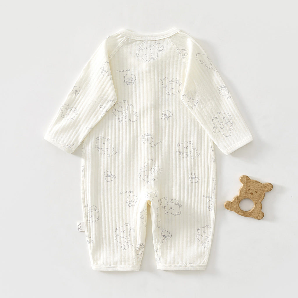 Newborn Baby Summer Thin Pure Cotton Jumpsuit For Boys And Girls Baby's Hatshirt Climbing Wear Breathable Mesh Long Sleeve Air-conditioning Suit
