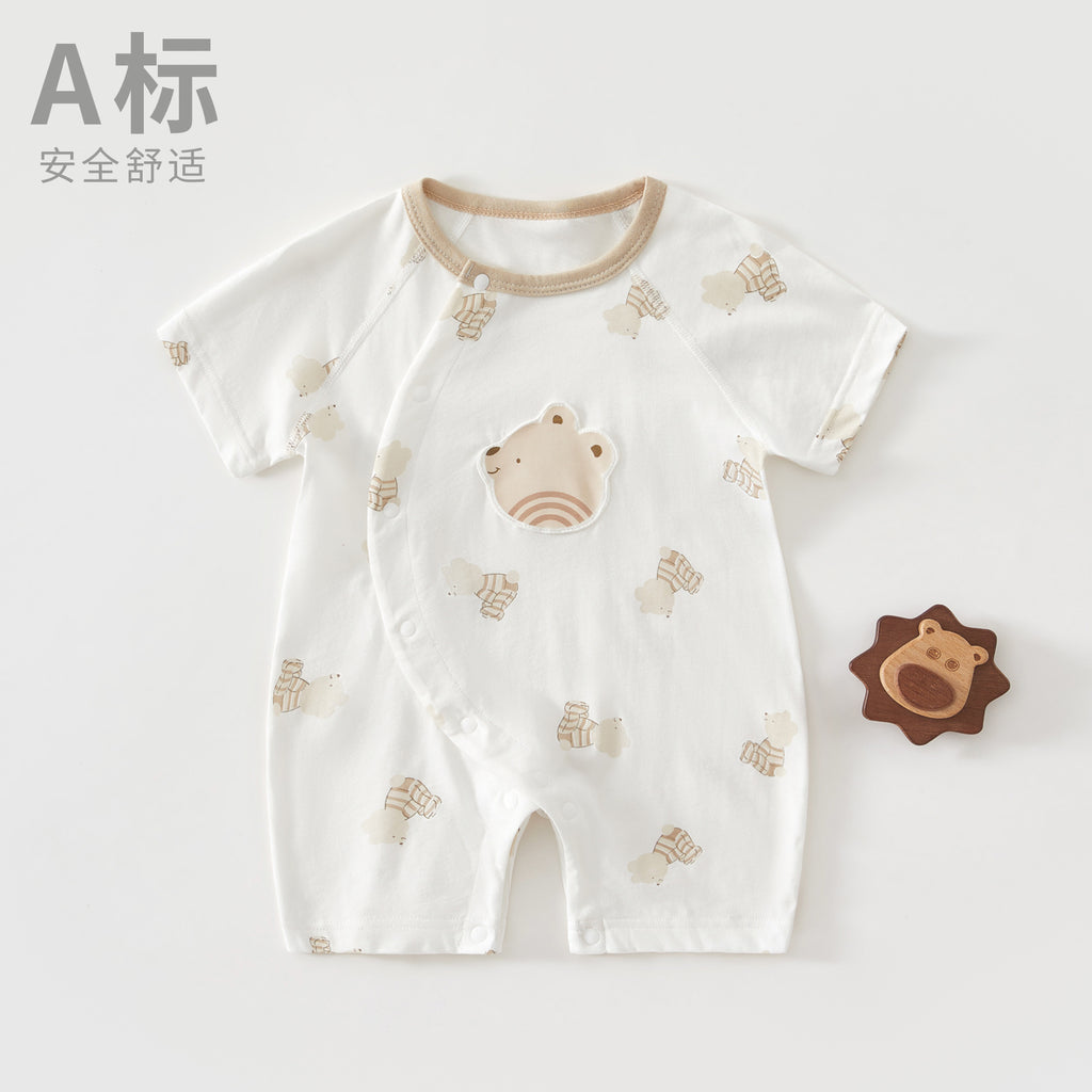 Baby Romper, Summer Thin Cotton Short-sleeve Bodysuit For Infants, Unisex Newborn Clothing, Class A Short-sleeved Crawling Suit.