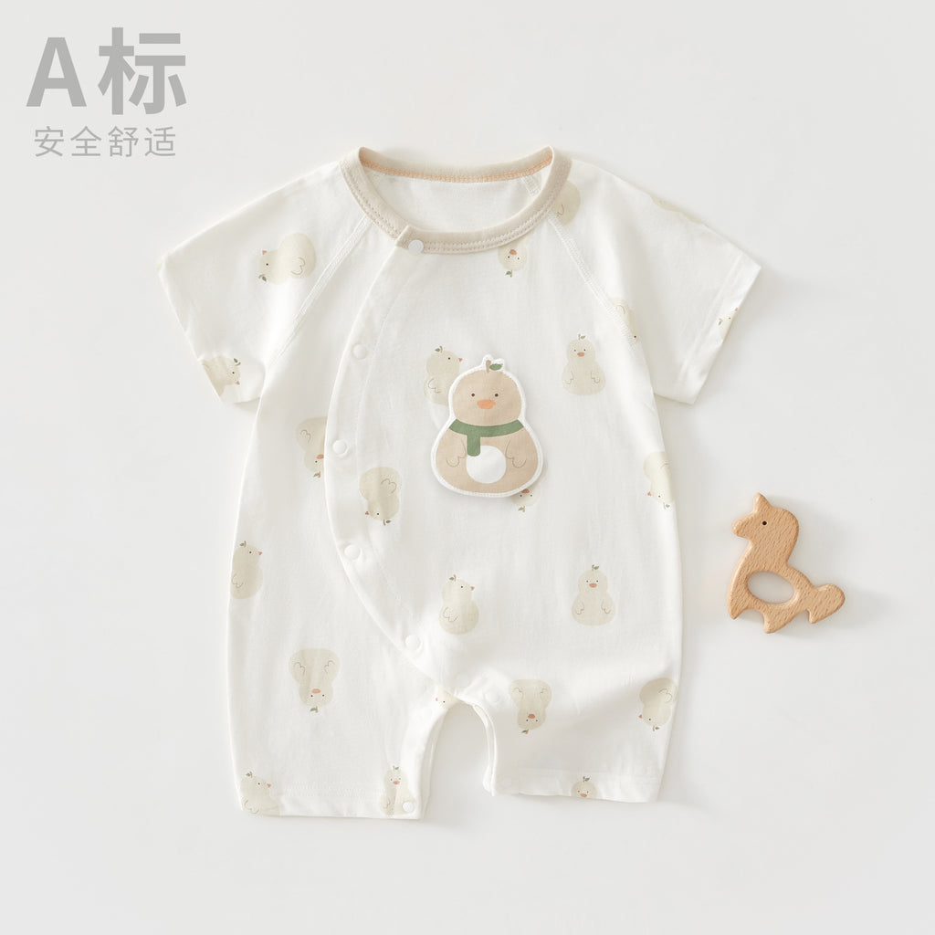 Baby Romper, Summer Thin Cotton Short-sleeve Bodysuit For Infants, Unisex Newborn Clothing, Class A Short-sleeved Crawling Suit.