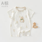 Baby Romper, Summer Thin Cotton Short-sleeve Bodysuit For Infants, Unisex Newborn Clothing, Class A Short-sleeved Crawling Suit.