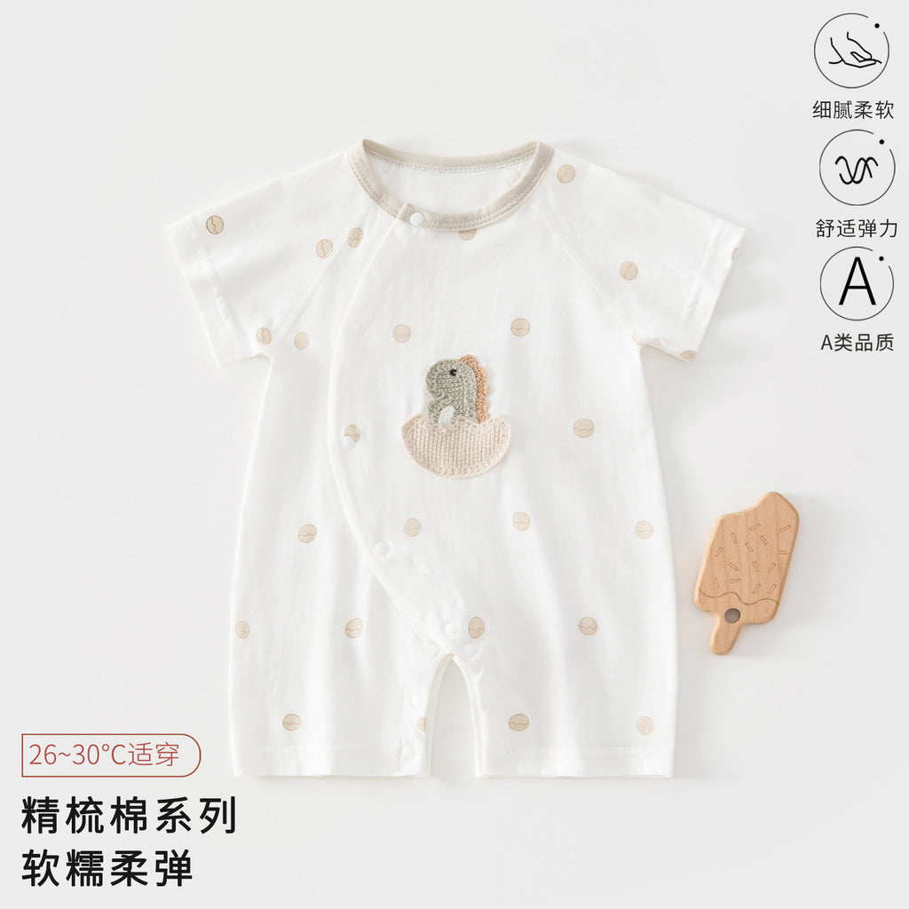 Baby Romper, Summer Thin Cotton Short-sleeve Bodysuit For Infants, Unisex Newborn Clothing, Class A Short-sleeved Crawling Suit.