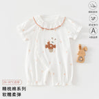 Baby Romper, Summer Thin Cotton Short-sleeve Bodysuit For Infants, Unisex Newborn Clothing, Class A Short-sleeved Crawling Suit.