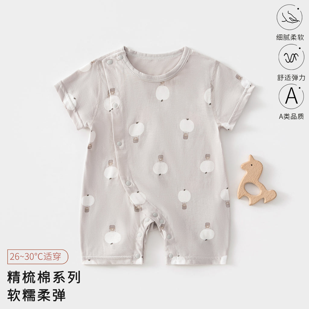 Baby Romper, Summer Thin Cotton Short-sleeve Bodysuit For Infants, Unisex Newborn Clothing, Class A Short-sleeved Crawling Suit.