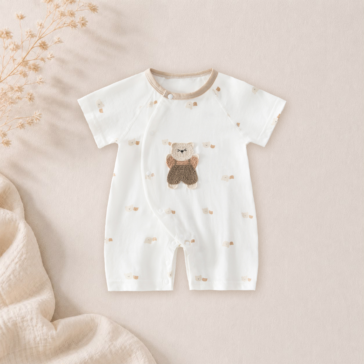 Baby's Jumpsuit Summer Thin Newborn Short-sleeved Kayak Cotton Summer Cool Feeling Class A Newborn Baby Clothes
